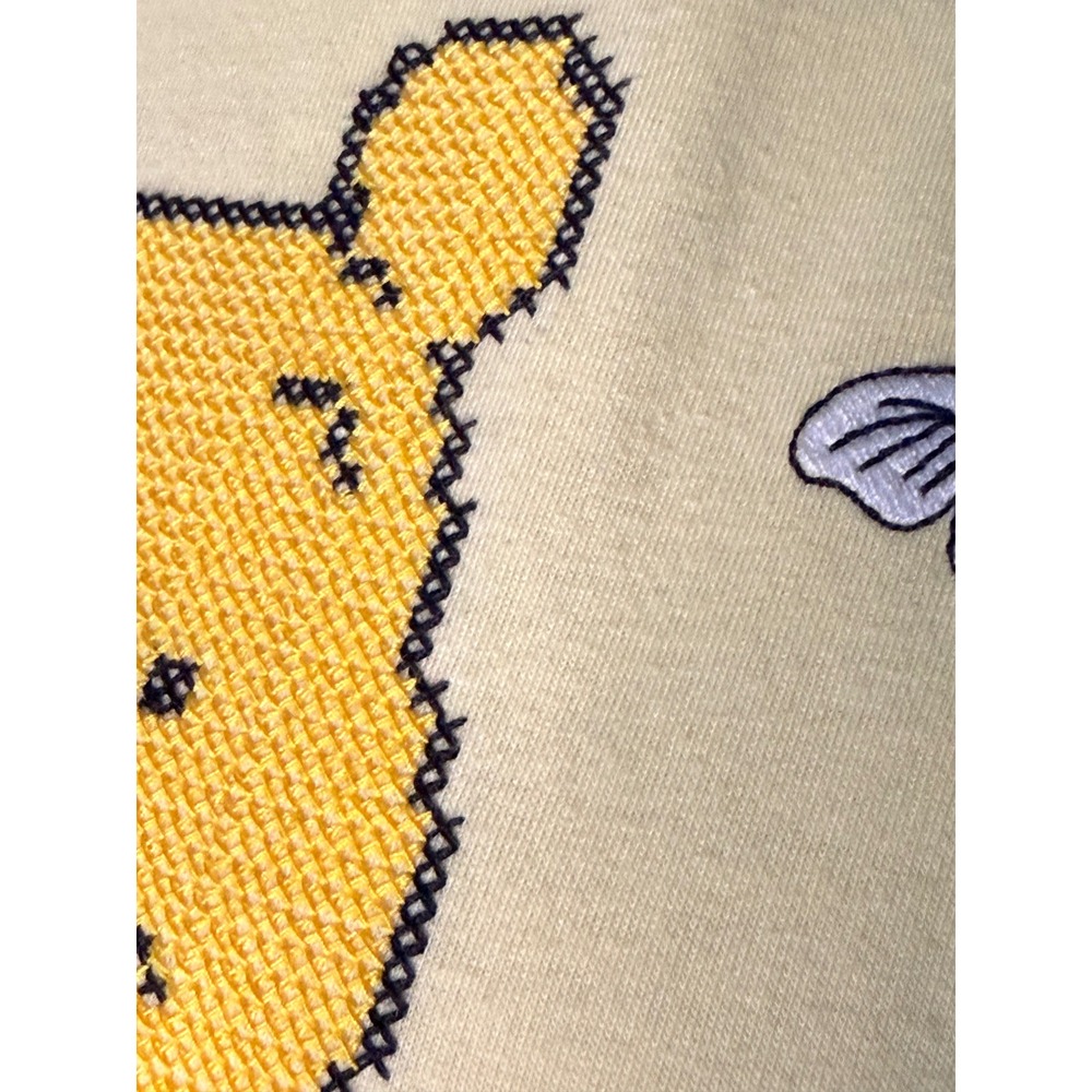 Disney Winnie the Pooh T-Shirt Women Medium Yellow Embroidered Bee Graphic Tee - Picture 14 of 15